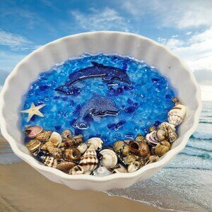 Dolphin & Shells Scallop Trinket Dish #1786